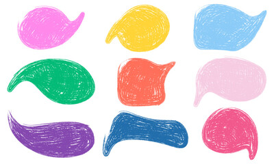 Colorful Speech Bubbles Set, Hand Drawn Speech Bubble, Collection of Speech Bubbles, Simple, Chalk Texture, Frames, Doodle, Set of Hand Drawing Frames, Border, Blank Speech Bubble Balloon, Vector
