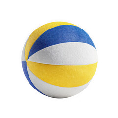 Fototapeta premium A vibrant volleyball with blue white and yellow panels isolated on transparent background