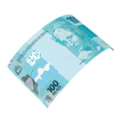 curved Brazilian Real 100 Banknotes