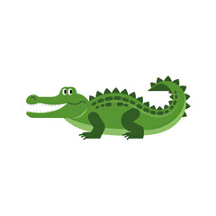 Obraz premium A cheerful cartoon crocodile with bright green scales and a friendly smile, perfect for kids' themes.