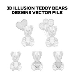 3d sketch pack design of a teddy bear. Editable EPS file. © Shahzeb Malik