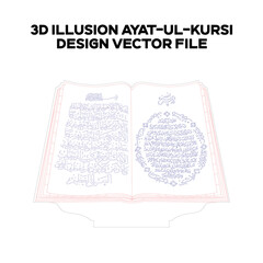 3d sketch design of a Ayat-ul-Kursi written on Quran. Editable EPS file.
Translation:  Quran, Surah Al-Baqarah, verse 255.
