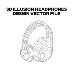 3d sketch design of Head Phones. Editable EPS file.