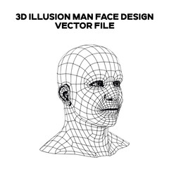 3d sketch design of a Man Face. Editable EPS file.
