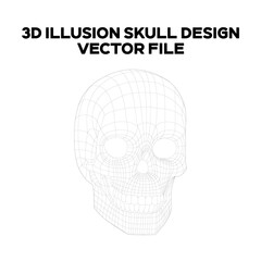 3d sketch design of a human skull. Editable EPS file.