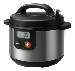 A pressure cooker with a built-in timer to prevent overcooking, useful for a beginner cook in an apartment.