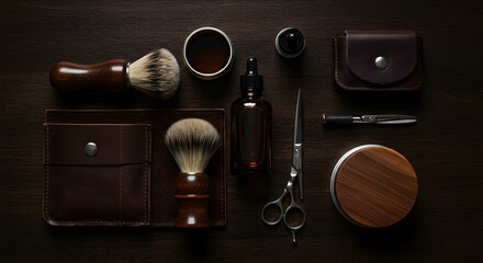 Luxury Men's Grooming Kit: Shaving Brushes, Razors & Accessories AI Genrated Image