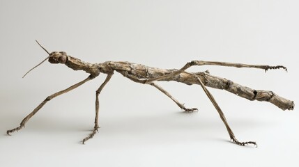 Close-up of a stick insect specimen.