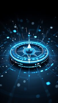 Futuristic Blue Compass Navigation Technology Digital Interface