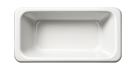 Rectangular cast iron bathtub with integrated armrests, perfect for relaxing in a suburban home bathroom.