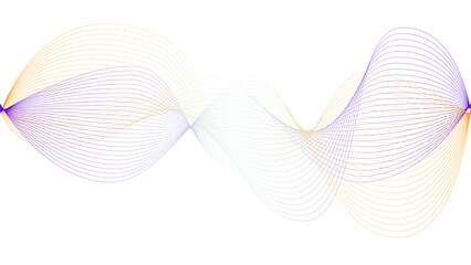Vector curvy abstract line art wavy flowing dynamic colorful lines white background in concept music or sound, wave, wind, information flow	