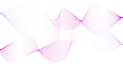 Vector curvy abstract line art wavy flowing dynamic colorful lines white background in concept music or sound, wave, wind, information flow	