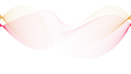 Vector curvy abstract line art wavy flowing dynamic colorful lines white background in concept music or sound, wave, wind, information flow	