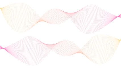 Vector curvy abstract line art wavy flowing dynamic colorful lines white background in concept music or sound, wave, wind, information flow	