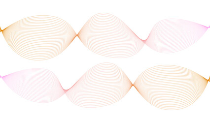 Vector curvy abstract line art wavy flowing dynamic colorful lines white background in concept music or sound, wave, wind, information flow	