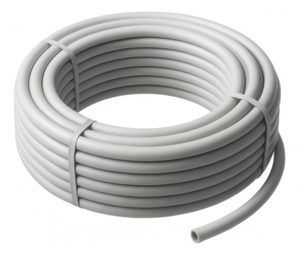 Polypropylene pipe for a home's underfloor heating system, featuring a flexible coil design for easy installation.