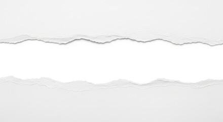 Torn white paper edges isolated on white background