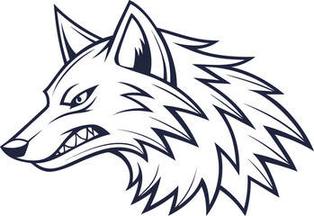 Obraz premium Aggressive wolf head art with detailed fur and fangs vector illustration