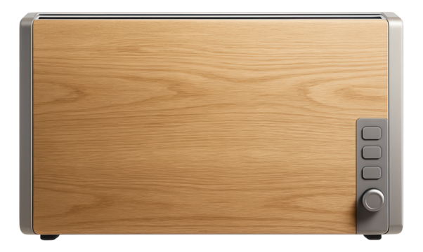 Wall-mounted convector for a vacation cabin, boasting a rustic wood panel design.