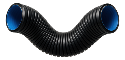 Flexible double-walled drainage pipe ideal for routing around residential property foundations to direct water away.