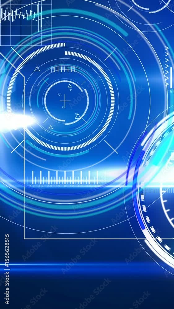 Poster animation of scopes scanning and data processing over digital screen