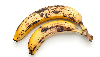 Banana peel with dark spots isolated on white, top view