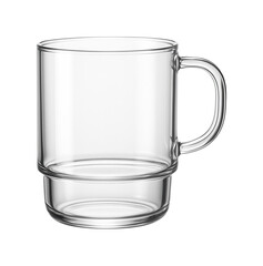 A stackable, space-saving glass mug, ideal for compact storage in a small city apartment.