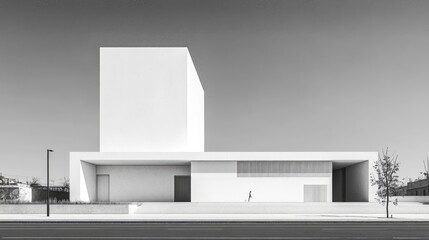 Modern architectural structure in monochrome style.