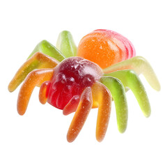 Colorful gummy spider, a fun Halloween candy with a transparent background