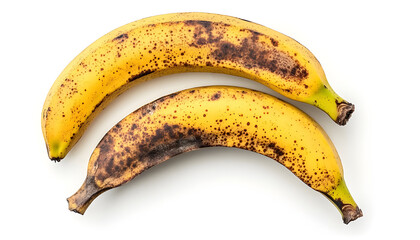 Banana peel with dark spots isolated on white, top view