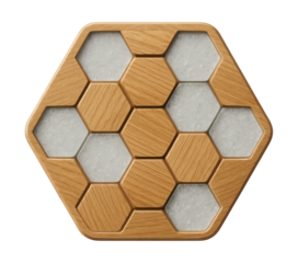A trivet made from recycled materials with a modern geometric design, ideal for an eco-friendly apartment kitchen.