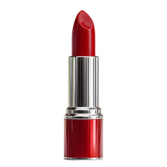 Striking red lipstick creates an elegant and bold cosmetic accent, transparent background