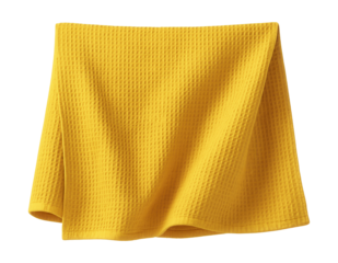 A simple, waffle-textured bedspread in a sunny yellow, bringing a cheerful vibe to a small apartment's guest room.