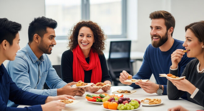 Friends enjoying snacks together - photo
