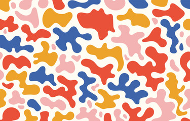 seamless pattern trendy color cloud and liquid  shapes style design background