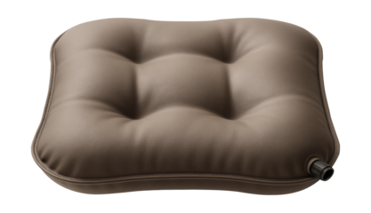 An inflatable seat cushion for portable comfort on a patio during gatherings.