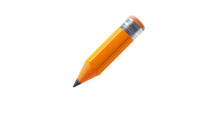 3D pencil icon for note-taking, school or writing themes, floating above white surface, PNG 