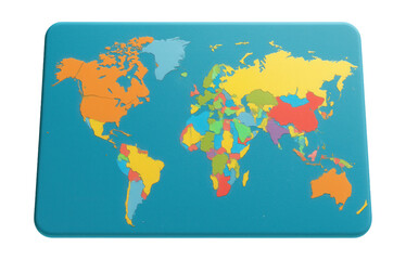 Colorful foam mat with a world map design, fostering geographic awareness in a child's educational space.