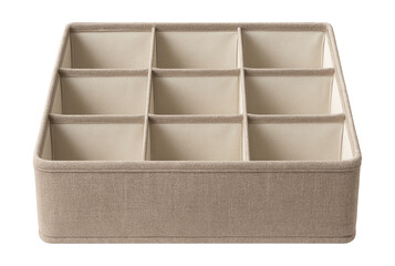 Fabric drawer organizer featuring multiple compartments, perfect for sorting socks and underwear in a bedroom dresser.