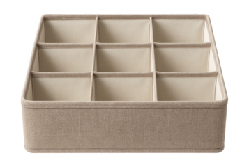 Fabric drawer organizer featuring multiple compartments, perfect for sorting socks and underwear in a bedroom dresser.