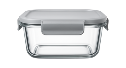 Glass food storage container with a snap-lock lid, ideal for meal prep in a private kitchen.