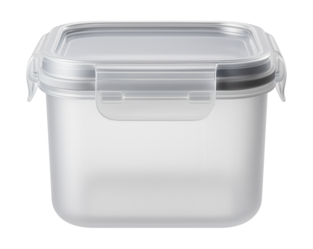 Square food container with locking tabs, suitable for transporting salads to work.