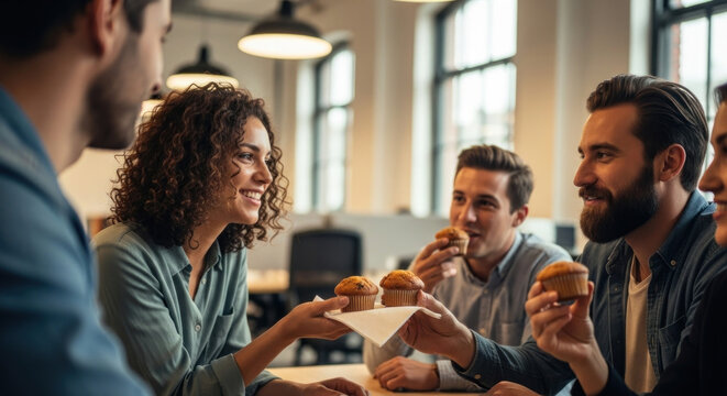 Friends Sharing Muffins - Photo