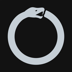 Silver Ouroboros Snake Eating Tail Circle