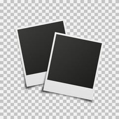 Two blank photo frames mockup on transparent background isolated template