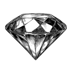 Vintage Illustration of Diamond Shape and Cut, Hand drawing Engraving, Vector Illustration Isolated on a white background.