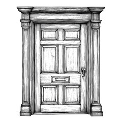 Vintage Wooden Door Vector in Unique Architectural Style