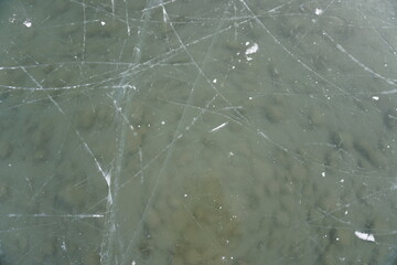 Icey lake surface with crack