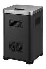 Fototapeta premium Vented outdoor trash bin for minimizing odors, designed for a shared apartment courtyard.