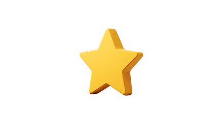 Obraz premium Yellow star emoji 3D render with drop shadow and depth, PNG format